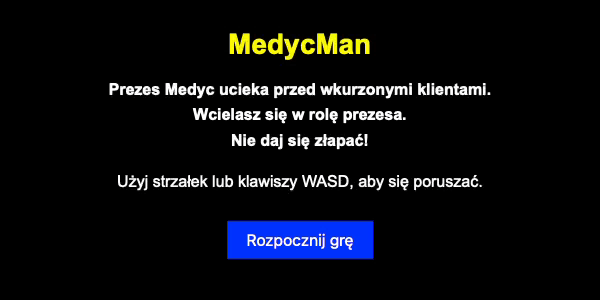 Ekran startowy gry przeglądarkowej MedycMan dostępnej ze strony statusu systemu Medyc